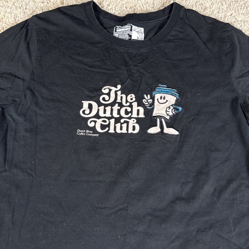Dutch Bros Shirt Size Medium Black The Dutch Club Coffee Graphic Tee 100% Cotton